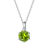 FANCIME “Everbloom” Pendentif en Péridot en Or Blanc 14K avec Chaîne en Argent Sterling