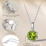 FANCIME “Everbloom” Pendentif en Péridot en Or Blanc 14K avec Chaîne en Argent Sterling