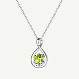 "Étreinte Infinie" Pendentif en Argent Sterling avec Symbole Infini et Pierre de Naissance d'Août Péridot - Argent