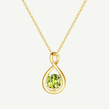 "Étreinte Infinie" Pendentif en Argent Sterling avec Symbole Infini et Pierre de Naissance d'Août Péridot - Or