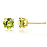 Boucles d'oreilles en pierres précieuses en or jaune massif 14k en forme ronde FANCIME