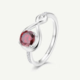 Bague de Promesse Étreinte Infinie en Grenat