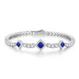 Bracelets de tennis en argent sterling saphir "Square Sparkle" pierre de naissance de septembre FANCIME