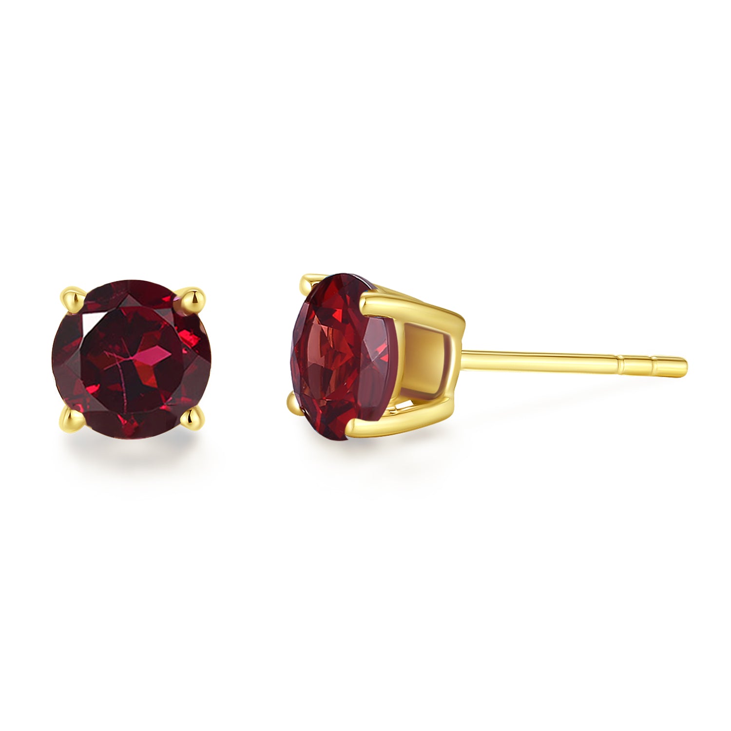 Boucles d'oreilles en pierres précieuses en or jaune massif 14k en forme ronde FANCIME