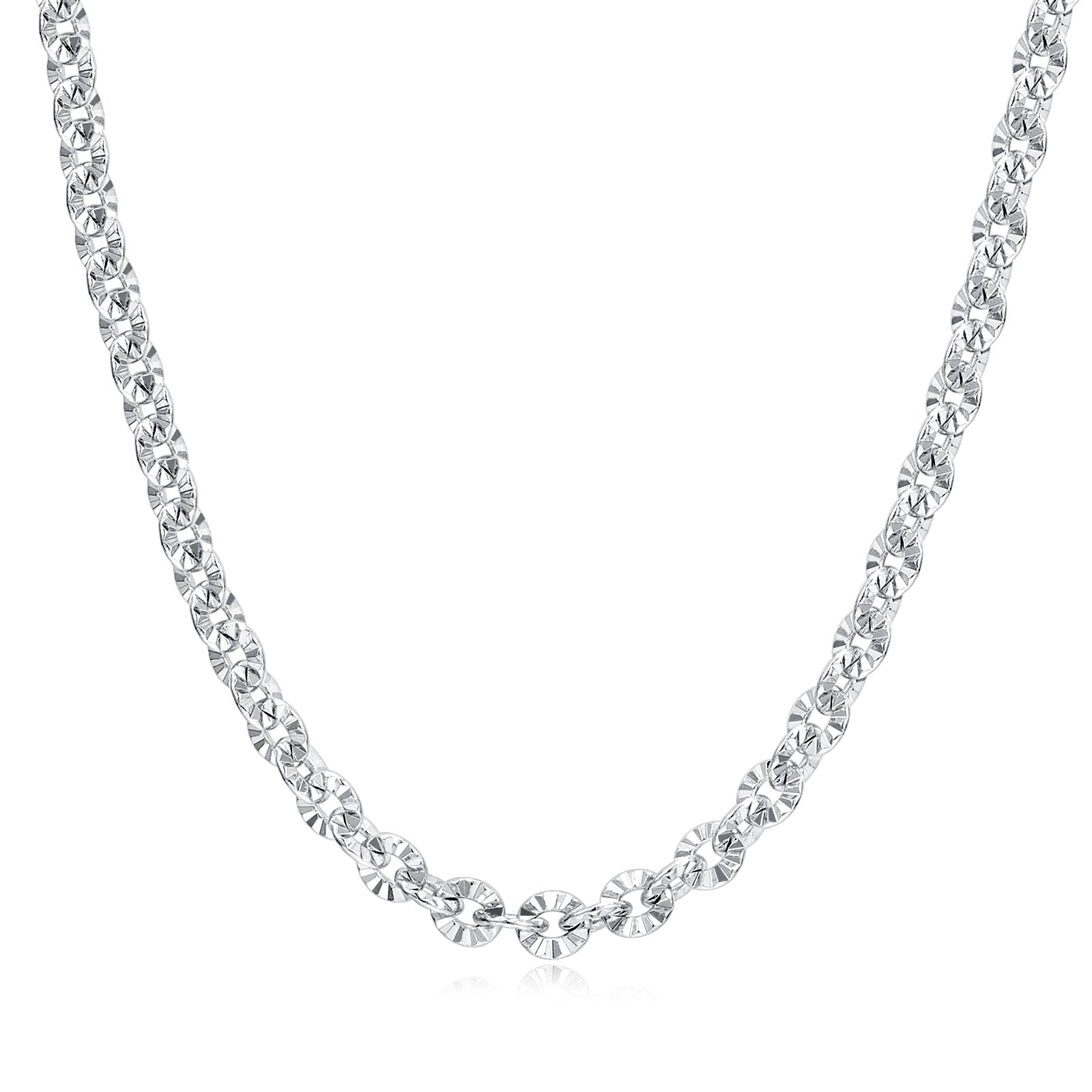 FANCIME "Sunlit Grace" Collier en chaîne classique à maillons floraux en argent sterling