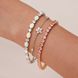 "Romance Rose" Bracelet Tennis en Argent Sterling Pierre Rose