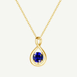 Pendentif en argent sterling "Étreinte Infinie" avec symbole infini et saphir de la pierre de naissance de septembre - Or