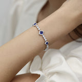 Bracelets de tennis en argent sterling saphir "Square Sparkle" pierre de naissance de septembre FANCIME