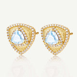 Trinity Textured Silver Earrings in Created Aquamarine