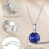 FANCIME “Everbloom” Pendentif en Saphir de Septembre en Or Blanc 14K avec Chaîne en Argent Sterling