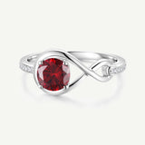 Bague de Promesse Étreinte Infinie en Grenat