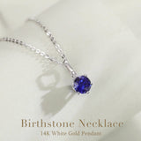 FANCIME “Everbloom” Pendentif en Saphir de Septembre en Or Blanc 14K avec Chaîne en Argent Sterling