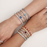 Bracelets de tennis en argent sterling péridot "Square Sparkle" pierre de naissance d'août FANCIME