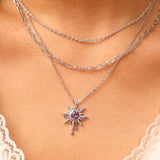 FANCIME "Soluna Nexus" Collier en Améthyste de Février en Argent Sterling