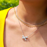 FANCIME "Sunlit Grace" Collier en chaîne classique à maillons carrés en argent sterling