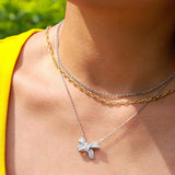 FANCIME "Grâce Ensoleillée" Collier en argent sterling avec maillons floraux classiques