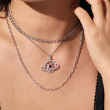 FANCIME "Stellar Promise" Rubis Pierre de naissance de juillet Collier en argent sterling