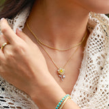 FANCIME "Sunlit Grace" Collier en chaîne classique à maillons floraux en argent sterling