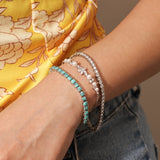 Bracelet tennis en argent sterling "Eternal Elegance" Pierre de naissance de décembre Turquoise Chaîne Bolo classique