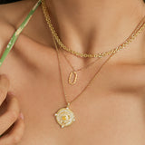 FANCIME "Grâce Ensoleillée" Collier en argent sterling avec maillons floraux classiques
