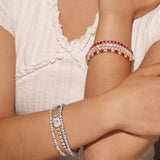 "Radiance Glamour" Bracelet Tennis en Argent Sterling Rubis Taille Fantaisie Pierre de Naissance de Juillet