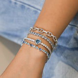 FANCIME "Axis" Topaze Taille Coeur Pierre de naissance de décembre Bracelet de tennis en argent sterling