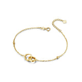 Bracelet en or jaune massif 14k de l'amour et de l'amitié entrelacés en forme ronde FANCIME