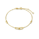 Bracelet en or jaune massif 14k de l'amour et de l'amitié entrelacés en forme de clip en papier FANCIME