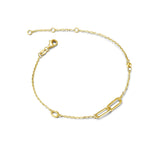 Bracelet en or jaune massif 14k de l'amour et de l'amitié entrelacés en forme de clip en papier FANCIME