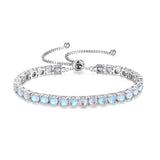 Bracelet tennis en argent sterling "Eternal Elegance" Pierre de naissance de juin Pierre de lune Chaîne Bolo classique