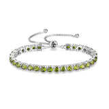 "Élégance Éternelle" Bracelet de Tennis en Péridot en Argent Sterling avec Chaîne Bolo Classique
