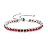 "Élégance Éternelle" Bracelet de tennis en argent sterling avec grenat, pierre de naissance de janvier, chaîne bolo classique