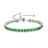 "Élégance Éternelle" Bracelet de Tennis en Argent Sterling avec Pierre de Naissance de Mai Émeraude Chaîne Bolo Classique