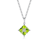 FANCIME "Rêve de princesse" Collier en argent sterling avec péridot, pierre carrée d'août