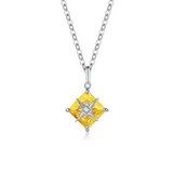 FANCIME "Rêve de princesse" Collier en argent sterling avec citrine jaune, pierre carrée de novembre