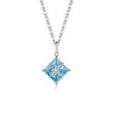 FANCIME "Rêve de princesse" Collier en argent sterling avec aigue-marine, pierre carrée de mars