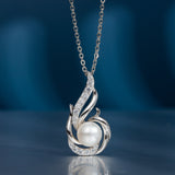 Collier en Argent de Pierre de Naissance de Juin FANCIME, Collier en Perles de Phoenix de 9-10mm en Argent Sterling, Bijoux Fins pour Femmes