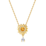 FANCIME "My Sunshine" Tournesol Pendentif Citrine Pierre de naissance Rotatif Collier en argent sterling