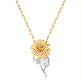 FANCIME "My Sunshine" Tournesol Citrine Pierre de naissance Rotatif Collier en argent sterling