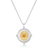 FANCIME "My Sunshine" Tournesol Nacre Citrine Pierre de naissance Rotatif Collier en argent sterling