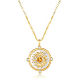 FANCIME "My Sunshine" Tournesol Nacre Citrine Pierre de naissance Rotatif Collier en argent sterling