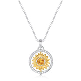 FANCIME "My Sunshine" Tournesol Découpé Citrine Pierre de naissance Rotatif Collier en argent sterling