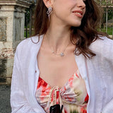 FANCIME "Rose Amour" Boucles d'oreilles en argent sterling avec nœud en satin
