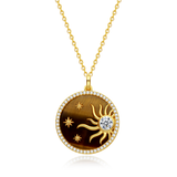 FANCIME "Juplight" Pendentif en œil de tigre solaire Collier en argent sterling