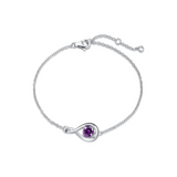 "Infinite Embrace" Bracelet en argent sterling avec améthyste, symbole de l'infini, pierre de naissance de février