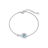 "Infinite Embrace" Bracelet en argent sterling avec aquamarine, symbole de l'infini, pierre de naissance de mars