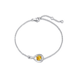 "Infinite Embrace" Bracelet en argent sterling avec citrine, symbole de l'infini, pierre de naissance de novembre