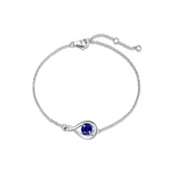 "Infinite Embrace" Bracelet en argent sterling avec saphir, symbole de l'infini, pierre de naissance de septembre