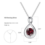 Pendentif en argent sterling "Étreinte Infinie" avec symbole infini et grenat de la pierre de naissance de janvier - Argent