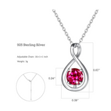 "Étreinte Infinie" Pendentif en Argent Sterling avec Symbole Infini et Pierre de Naissance de Juillet Rubis - Argent